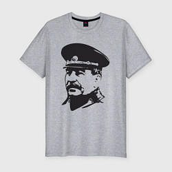 Мужская slim-футболка Сталин в фуражке