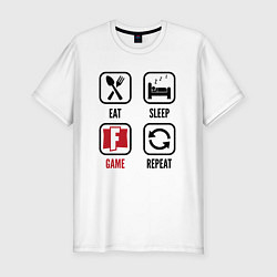 Мужская slim-футболка Eat - sleep - Fortnite - repeat
