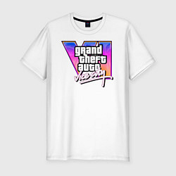 Футболка slim-fit Gta 6 vice city, цвет: белый