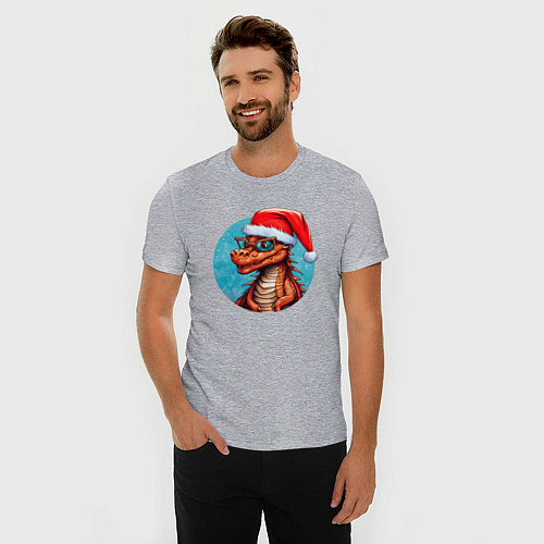 Мужская slim-футболка Новый год дракона 2024 / Меланж – фото 3