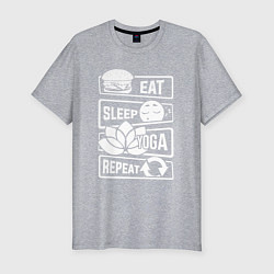 Мужская slim-футболка Eat sleep yoga