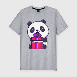 Мужская slim-футболка Панда с подарком