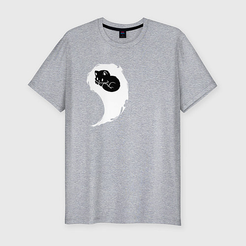 Мужская slim-футболка Инь ян белый парная / Меланж – фото 1