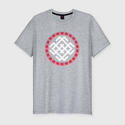 Мужская slim-футболка Символ оберег белобога в кольце