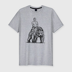 Мужская slim-футболка Президент на медведе