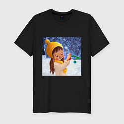 Мужская slim-футболка Зимняя сказка