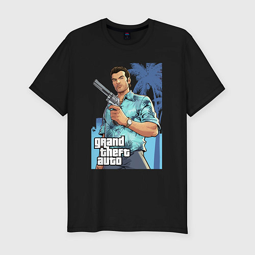 Мужская slim-футболка GTA - Томми Версетти / Черный – фото 1