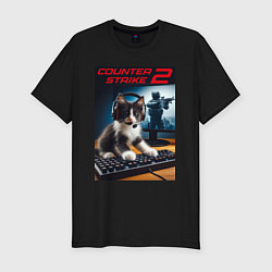 Мужская slim-футболка Counter strike 2 - kitten