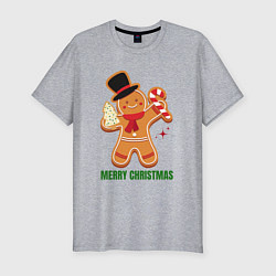 Футболка slim-fit Пряничный человечек с леденцом, цвет: меланж