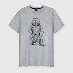 Мужская slim-футболка Медведь стоит