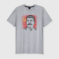 Мужская slim-футболка Сталин с флагом СССР
