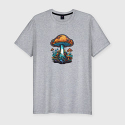 Мужская slim-футболка Психоделические грибы