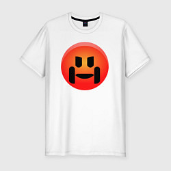 Мужская slim-футболка Смайлик красный эмодзи