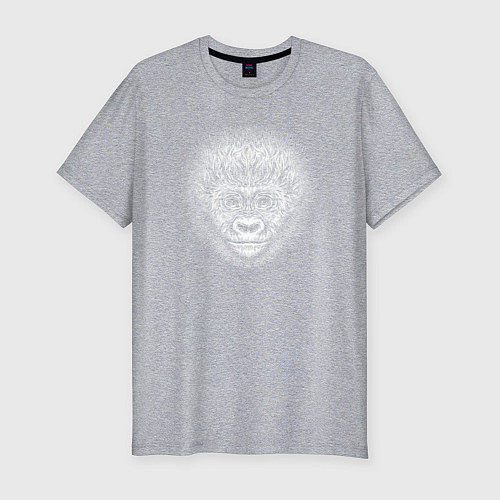 Мужская slim-футболка Морда детеныша гориллы / Меланж – фото 1