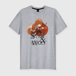 Мужская slim-футболка Волчица и яблоко