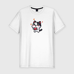 Мужская slim-футболка Котенок с сердечком
