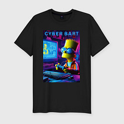 Мужская slim-футболка Cyber Bart is an avid gamer