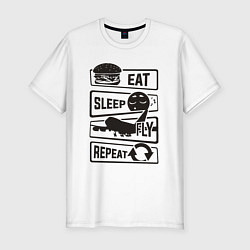 Футболка slim-fit Есть спать летать, цвет: белый