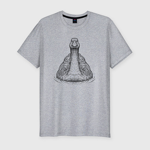 Мужская slim-футболка Утка анфас / Меланж – фото 1