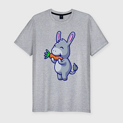 Мужская slim-футболка Ослик ест морковку