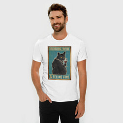 Футболка slim-fit Винный черный кот, цвет: белый — фото 2