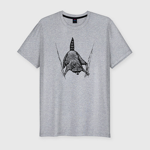 Мужская slim-футболка Енот акробат / Меланж – фото 1
