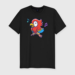 Мужская slim-футболка Музыкальный попугайчик