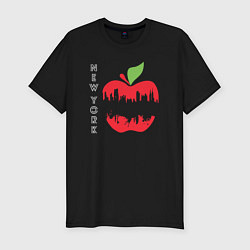Футболка slim-fit Нью-Йорк большое яблоко, цвет: черный