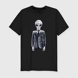 Футболка slim-fit Пришелец в костюме, цвет: черный