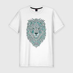 Мужская slim-футболка Голова льва в скандинавском кельтском стиле