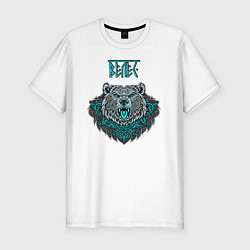 Футболка slim-fit Славянский бог Велес - голова медведя, цвет: белый