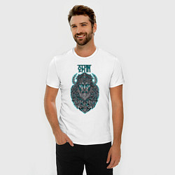 Футболка slim-fit Славянский бог один тату, цвет: белый — фото 2