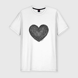 Футболка slim-fit Сердце нарисованное простым карандашом, цвет: белый