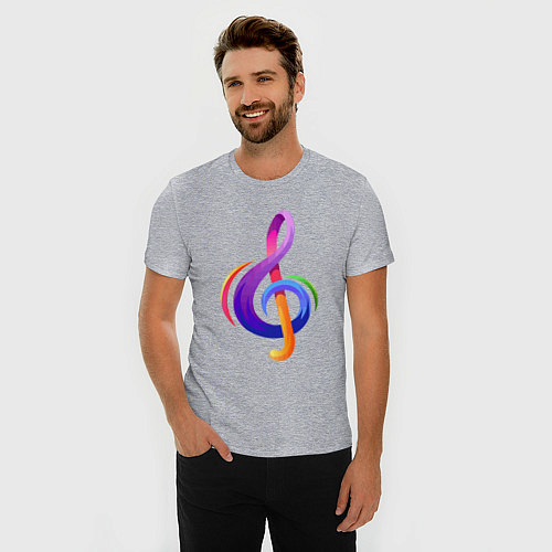 Мужская slim-футболка Скрипичный ключ в цвете / Меланж – фото 3