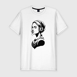 Мужская slim-футболка Девушка с музыкой