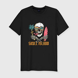 Футболка slim-fit Остров черепа-skull island, цвет: черный