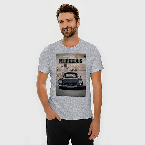 Мужская slim-футболка Mercedes-Benz 300SL / Меланж – фото 3