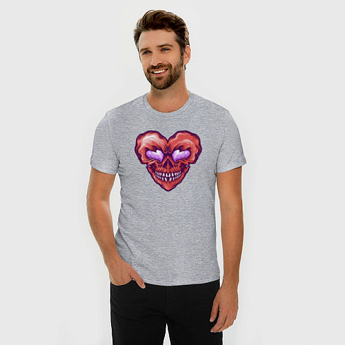 Мужская slim-футболка Сердце демона / Меланж – фото 3