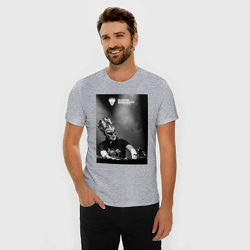 Мужская slim-футболка Boris Brejcha high tech minimal / Меланж – фото 3