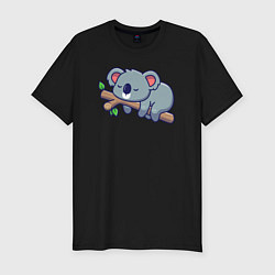 Футболка slim-fit Коала на ветке, цвет: черный