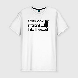 Футболка slim-fit Cats look straight into the soul, цвет: белый