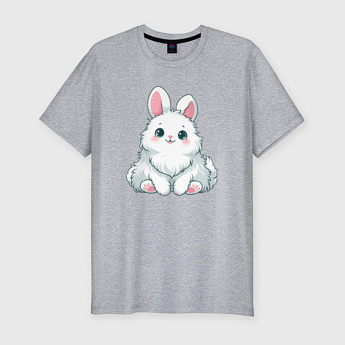 Мужская slim-футболка Пушистый аниме кролик / Меланж – фото 1