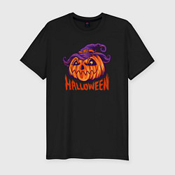 Футболка slim-fit Halloween праздник, цвет: черный