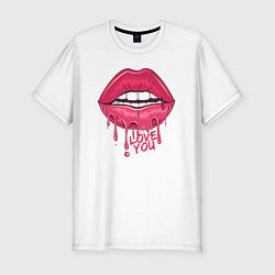 Футболка slim-fit I love you lips, цвет: белый