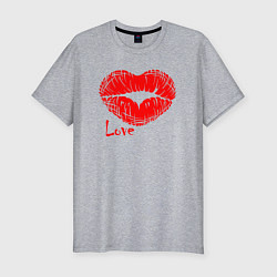 Мужская slim-футболка Lips love
