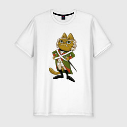 Мужская slim-футболка Кот-солдат