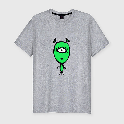 Мужская slim-футболка Милый инопланетянин / Меланж – фото 1