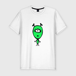 Футболка slim-fit Милый инопланетянин, цвет: белый