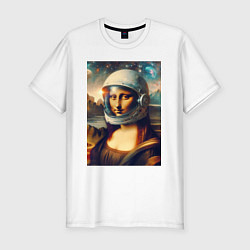 Футболка slim-fit Mona Lisa astronaut - neural network, цвет: белый