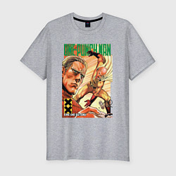 Футболка slim-fit One-Punch Man: Сайтама и Кинг, цвет: меланж